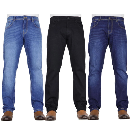 Mens Stretch Jeans Basic Work Straight Leg Regular Fit Denim Pants
